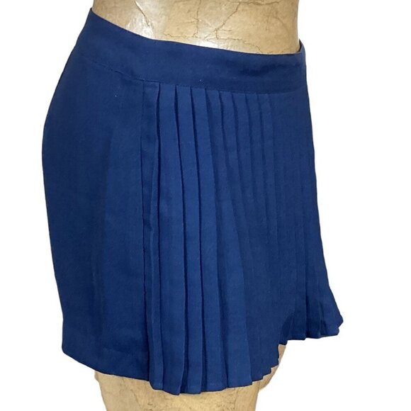 Abercrombie & Fitch Pleated Faux Wrap Mini Skort Skirt Sz 4 Navy/Indigo Blue 42R - Picture 3 of 13
